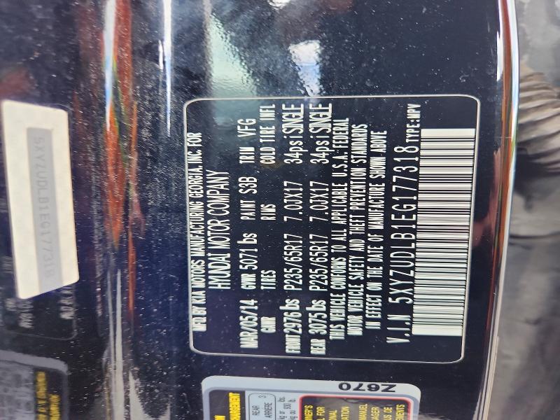 2014 Hyundai Santa Fe Sport მანქანა იყიდება აუქციონზე, vin: 5XYZUDLB1EG177318, აუქციონის ნომერი: 62540166