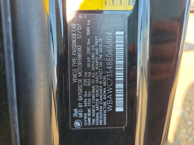 Aukcja sprzedaży 2008 Bmw 335, vin: WBAWC73548E065804, numer aukcji: 63246256