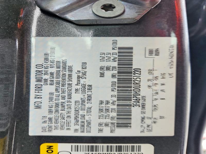 Продажа на аукционе авто 2018 Ford Fusion, vin: 3FA6P0HD0JR251220, номер лота: 62101776