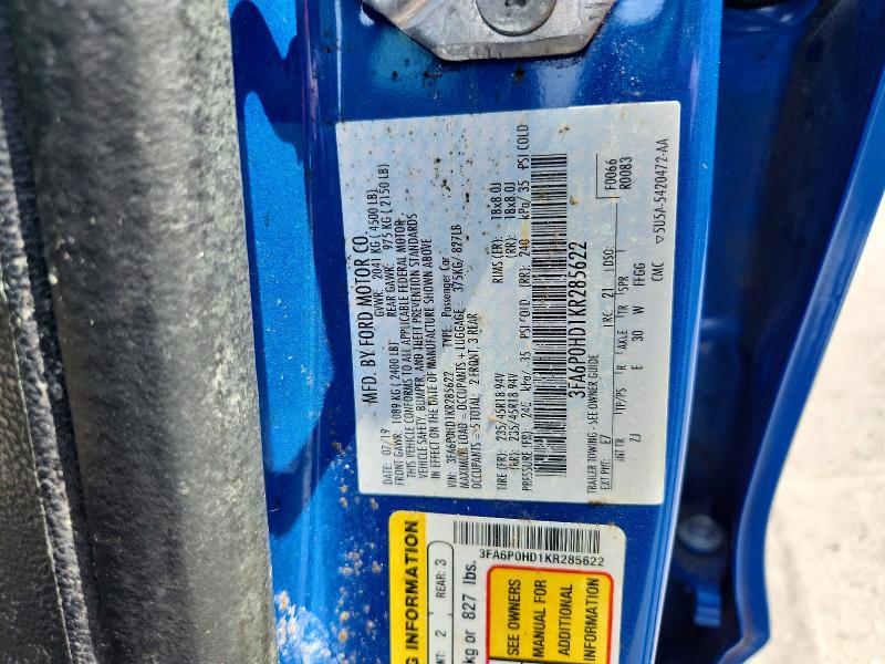 Aukcja sprzedaży 2019 Ford Fusion, vin: 3FA6P0HD1KR285622, numer aukcji: 60350776
