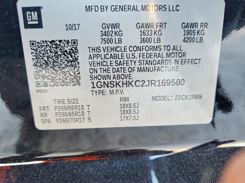 Aukcja sprzedaży 2018 Chevrolet Suburban, vin: 1GNSKHKC2JR169580, numer aukcji: 62255266