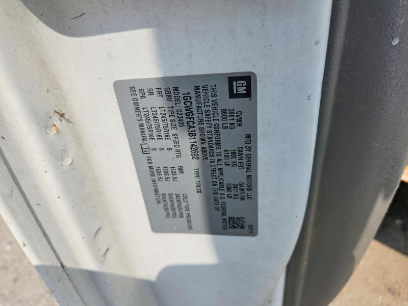 Aukcja sprzedaży 2011 Chevrolet Express G2500, vin: 1GCWGFCA3B1142692, numer aukcji: 61467816