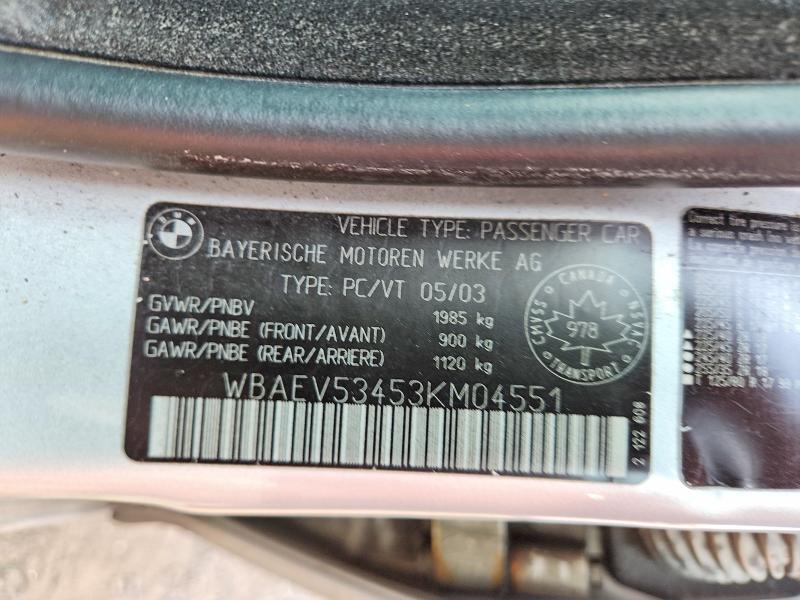 Продажа на аукционе авто 2003 Bmw 330, vin: WBAEV53453KM04551, номер лота: 85972055