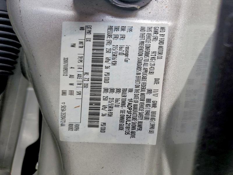 Auction sale of the 2018 Ford Focus, vin: 1FADP3F28JL218135, lot number: 60642926