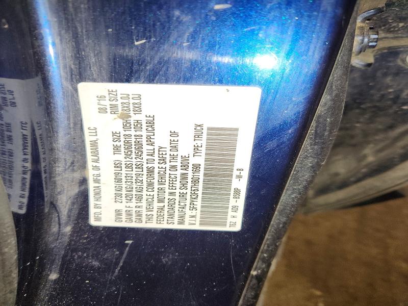 59916946 :رقم المزاد ، 5FPYK3F67HB011690 vin ، 2017 Honda Ridgeline مزاد بيع