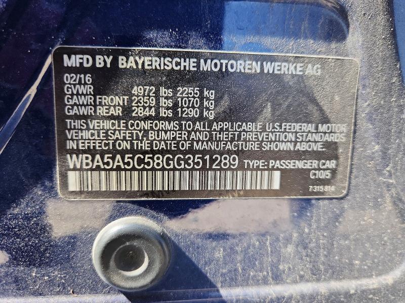 61633946 :رقم المزاد ، WBA5A5C58GG351289 vin ، 2016 Bmw 528 مزاد بيع