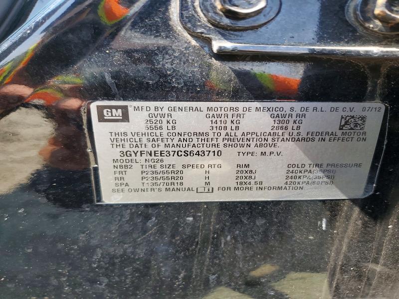 Aukcja sprzedaży 2012 Cadillac Srx, vin: 3GYFNEE37CS643710, numer aukcji: 60150346