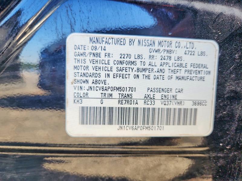 60426096 :رقم المزاد ، JN1CV6AP0FM501701 vin ، 2015 Infiniti Q40 مزاد بيع