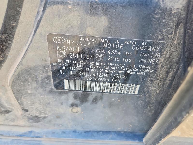 60243386 :رقم المزاد ، KMHL34J22NA179845 vin ، 2022 Hyundai Sonata مزاد بيع