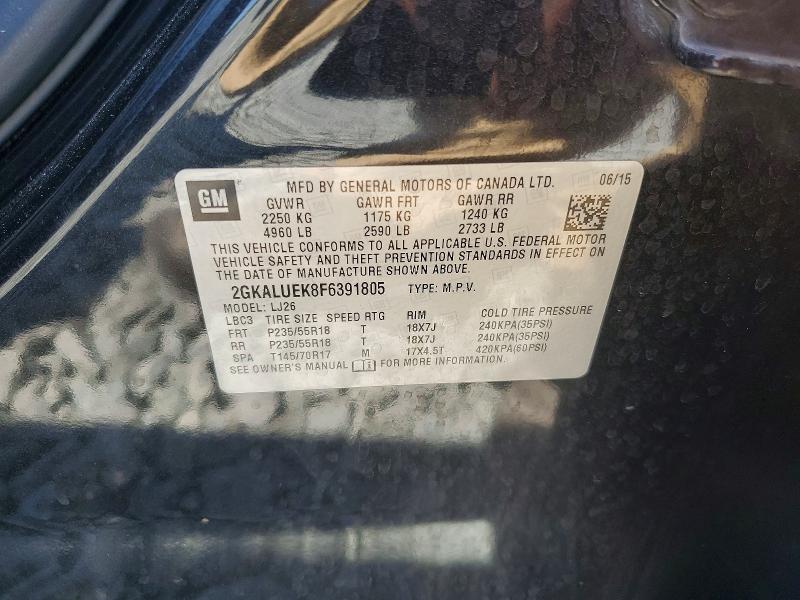 Aukcja sprzedaży 2015 Gmc Terrain, vin: 2GKALUEK8F6391805, numer aukcji: 62837316