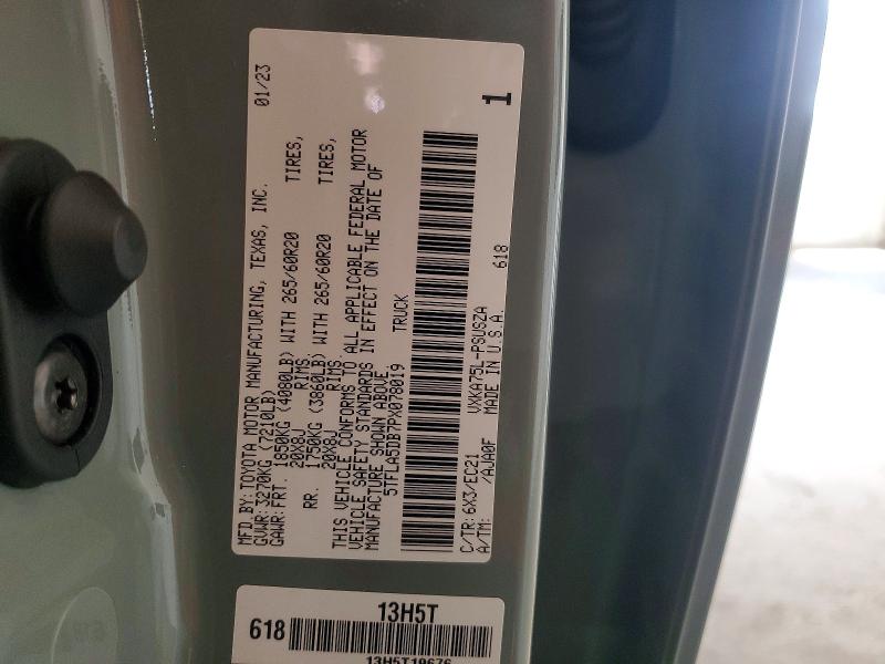 2023 Toyota Tundra მანქანა იყიდება აუქციონზე, vin: 5TFLA5DB7PX078019, აუქციონის ნომერი: 60180596