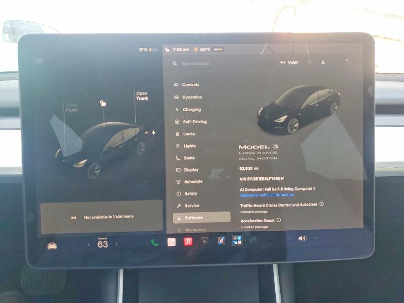 61907966 :رقم المزاد ، 5YJ3E1EB5LF795891 vin ، 2020 Tesla Model 3 مزاد بيع