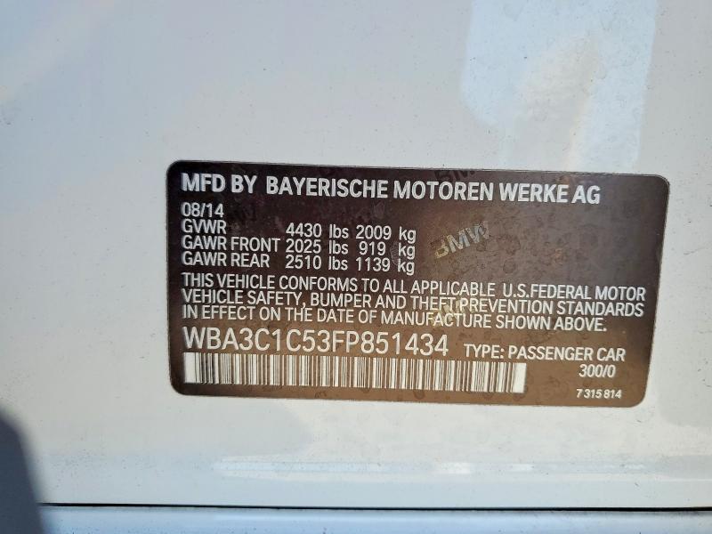 Aukcja sprzedaży 2015 Bmw 328, vin: WBA3C1C53FP851434, numer aukcji: 59616356