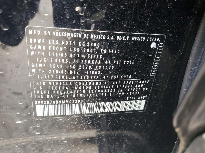 Aukcja sprzedaży 2021 Volkswagen Tiguan, vin: 3VV2B7AX9MM023000, numer aukcji: 62908116