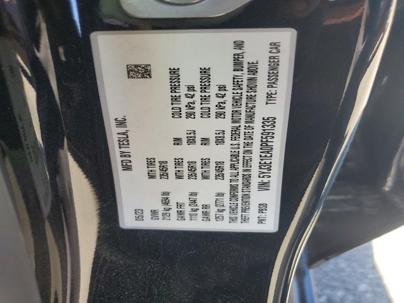 63371886 :رقم المزاد ، 5YJ3E1EA0PF591335 vin ، 2023 Tesla Model 3 مزاد بيع