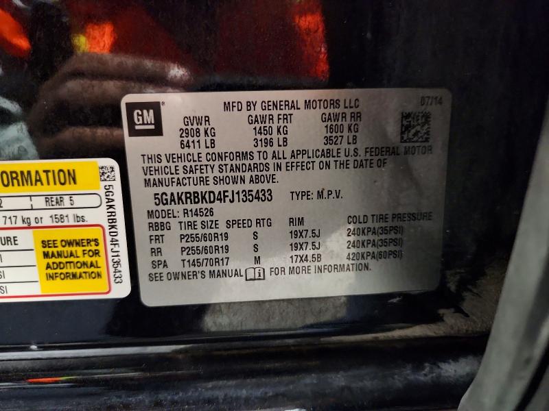 Продаж на аукціоні авто 2015 Buick Enclave, vin: 5GAKRBKD4FJ135433, номер лоту: 60643716