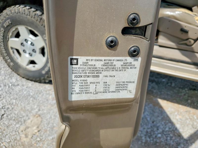 2006 Chevrolet Silverado მანქანა იყიდება აუქციონზე, vin: 2GCEK13T961153355, აუქციონის ნომერი: 62299086
