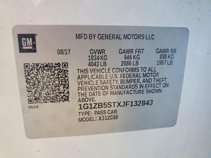 Aukcja sprzedaży 2018 Chevrolet Malibu, vin: 1G1ZB5STXJF132843, numer aukcji: 61481266