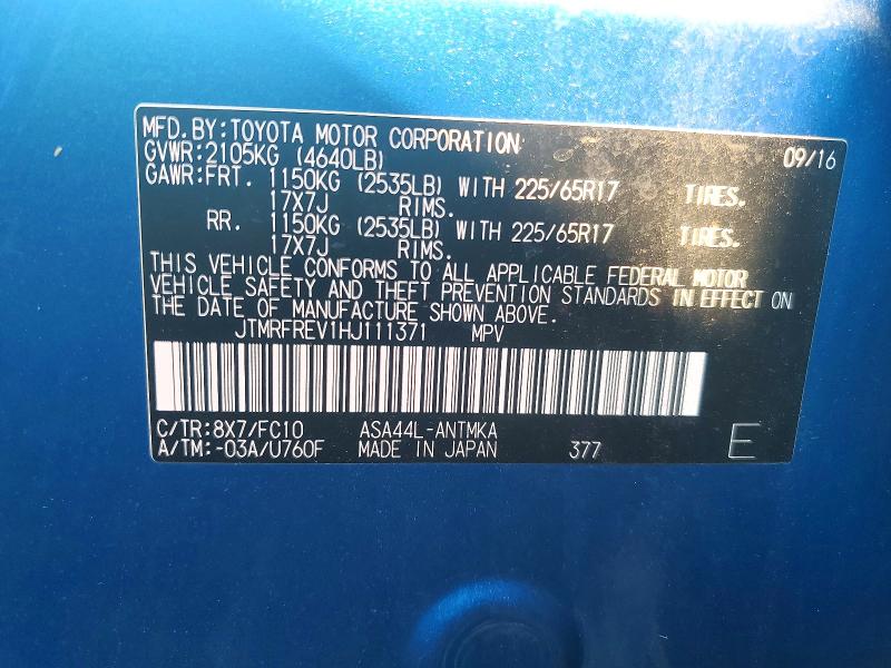 Aukcja sprzedaży 2017 Toyota Rav4, vin: JTMRFREV1HJ111371, numer aukcji: 60137306