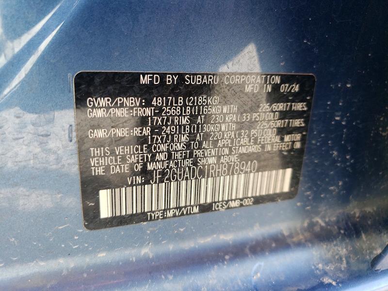 Продаж на аукціоні авто 2024 Subaru Crosstrek, vin: JF2GUADC1RH878940, номер лоту: 61618716