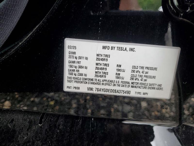Продаж на аукціоні авто 2025 Tesla Model  Y, vin: 7SAYGDED0SA375490, номер лоту: 59980206