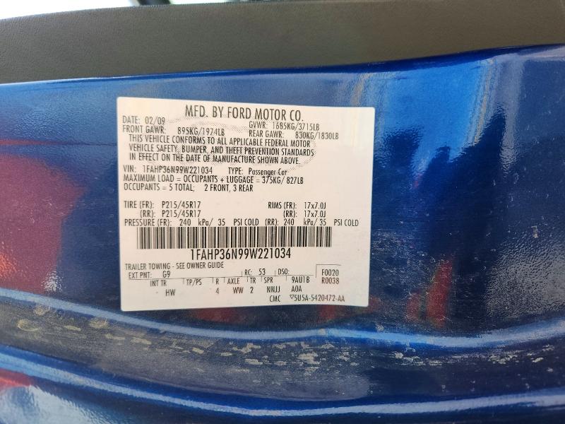2009 Ford Focus მანქანა იყიდება აუქციონზე, vin: 1FAHP36N99W221034, აუქციონის ნომერი: 61882336