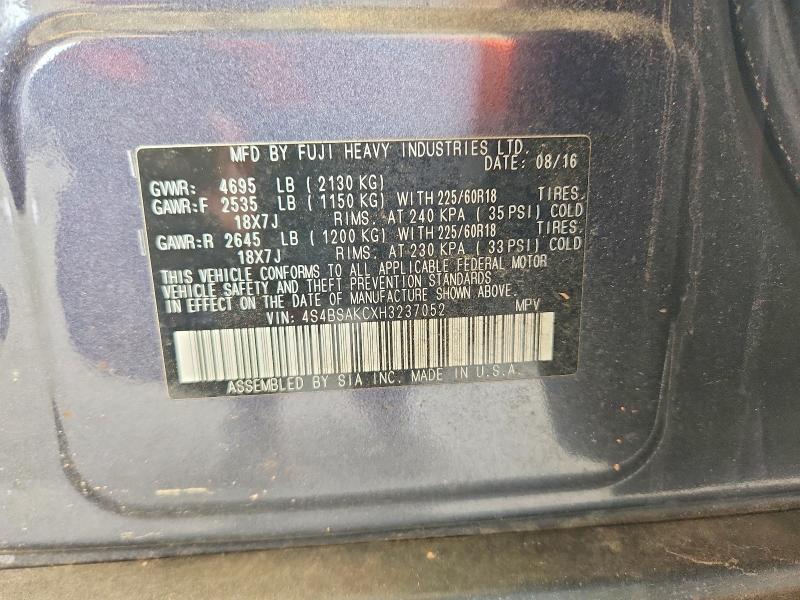 Aukcja sprzedaży 2017 Subaru Outback, vin: 4S4BSAKCXH3237052, numer aukcji: 63317186