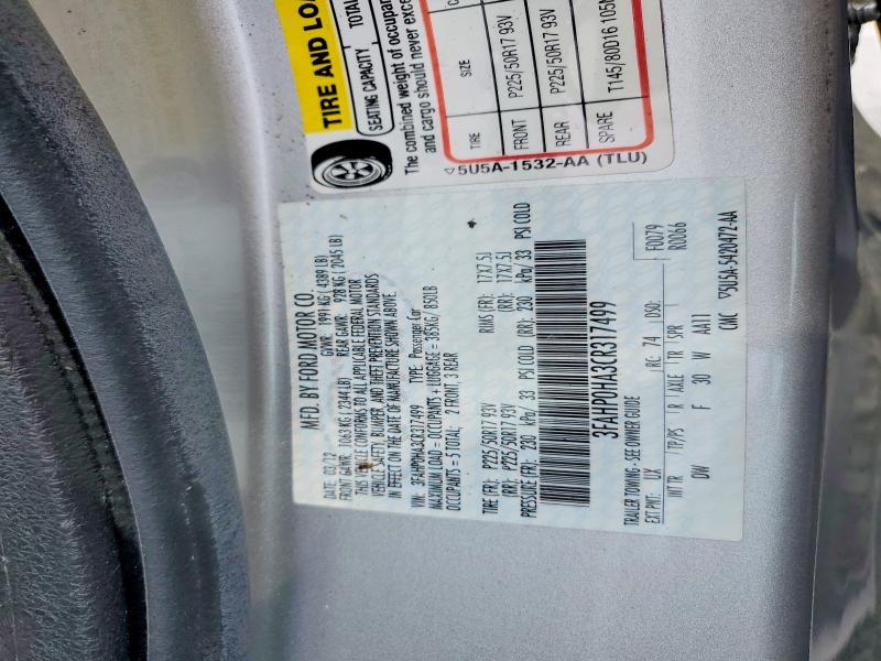 Aukcja sprzedaży 2012 Ford Fusion, vin: 3FAHP0HA3CR317499, numer aukcji: 61967966