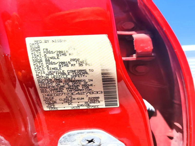 Auction sale of the 2003 Nissan Frontier, vin: 1N6ED27T23C427833, lot number: 62855446