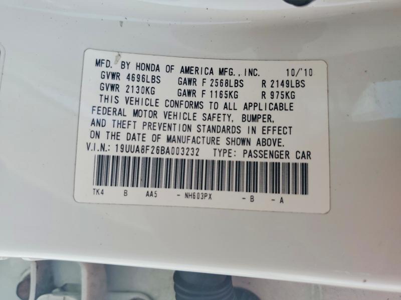 2011 Acura Tl მანქანა იყიდება აუქციონზე, vin: 19UUA8F26BA003232, აუქციონის ნომერი: 61123566
