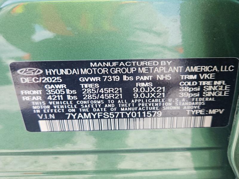 62138176 :رقم المزاد ، 7YAMYFS57TY011579 vin ، 2026 Hyundai Ioniq 9 مزاد بيع