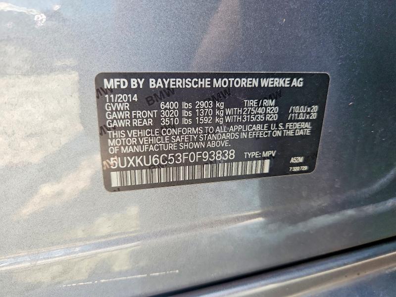 Aukcja sprzedaży 2015 Bmw X6, vin: 5UXKU6C53F0F93838, numer aukcji: 63108776