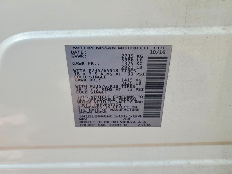 61140456 :رقم المزاد ، 5N1DL0MM0HC506584 vin ، 2017 Infiniti Qx60 مزاد بيع