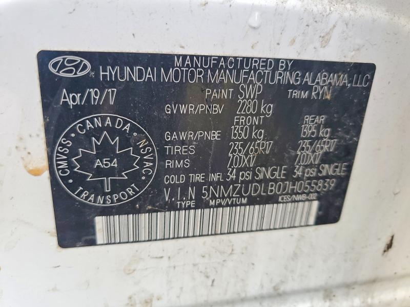Aukcja sprzedaży 2018 Hyundai Santa Fe Sport, vin: 5NMZUDLB0JH055839, numer aukcji: 62988606