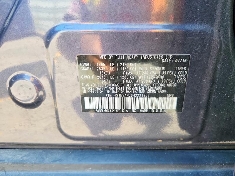 Продаж на аукціоні авто 2017 Subaru Outback, vin: 4S4BSANC6H3221362, номер лоту: 61172706