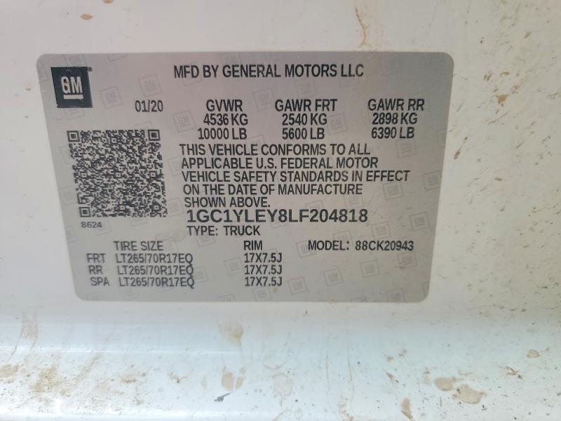 61767676 :رقم المزاد ، 1GC1YLEY8LF204818 vin ، 2020 Chevrolet Silverado مزاد بيع