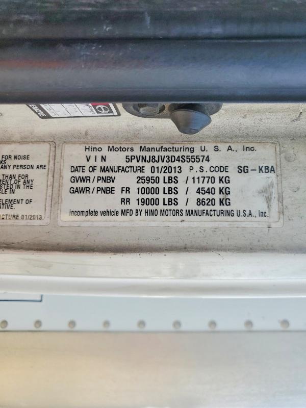 Продажа на аукционе авто 2013 Hino Hino 268, vin: 5PVNJ8JV3D4S55574, номер лота: 63209776