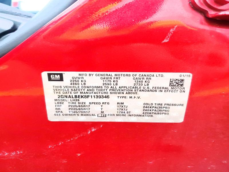 Продаж на аукціоні авто 2015 Chevrolet Equinox, vin: 2GNALBEK8F1139346, номер лоту: 60506516