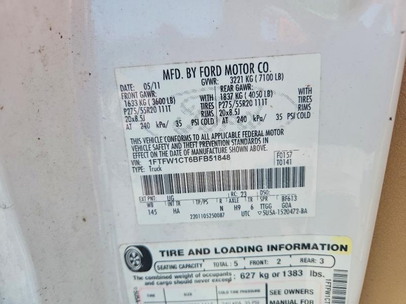 Продаж на аукціоні авто 2011 Ford F150, vin: 1FTFW1CT6BFB51848, номер лоту: 59710076
