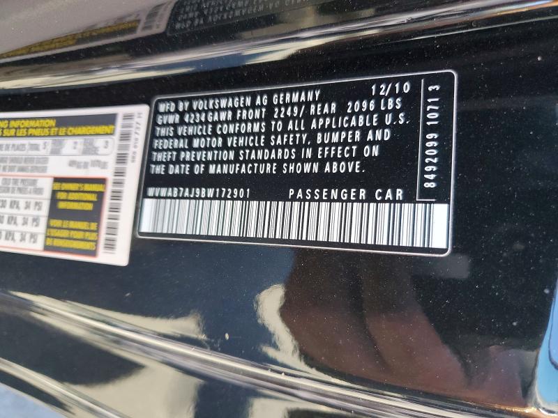 59389786 :رقم المزاد ، WVWAB7AJ9BW172901 vin ، 2011 Volkswagen Golf مزاد بيع