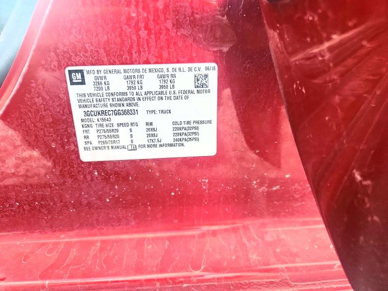 Продаж на аукціоні авто 2016 Chevrolet Silverado, vin: 3GCUKREC7GG368331, номер лоту: 60042586