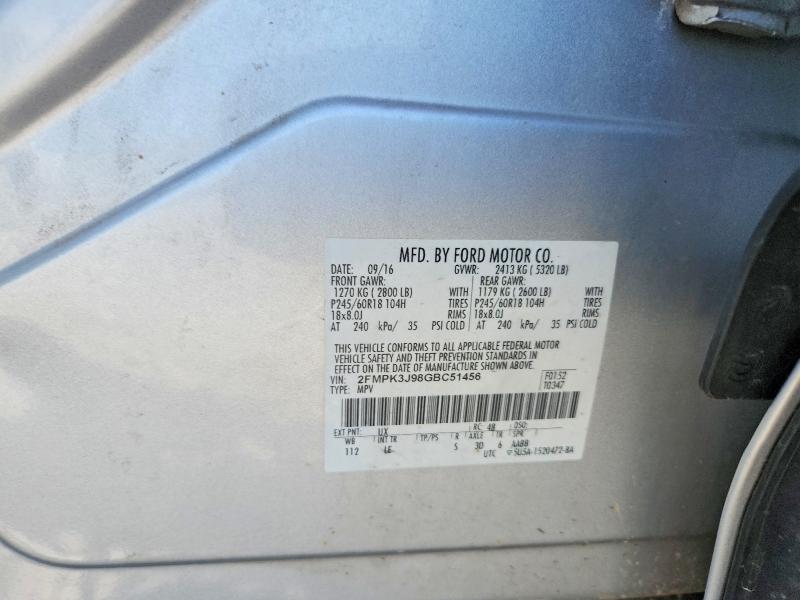 2016 Ford Edge მანქანა იყიდება აუქციონზე, vin: 2FMPK3J98GBC51456, აუქციონის ნომერი: 60824016