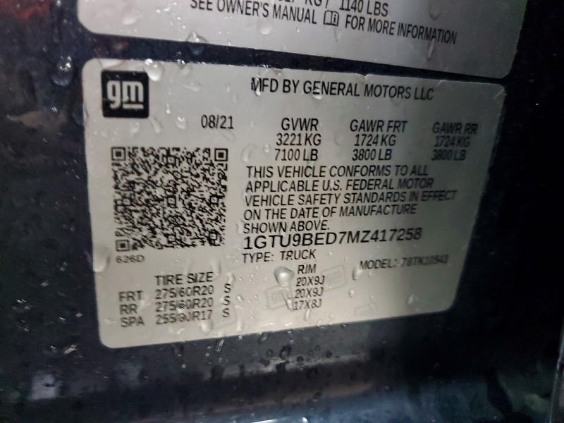 Продажа на аукционе авто 2021 Gmc Sierra, vin: 1GTU9BED7MZ417258, номер лота: 62404356