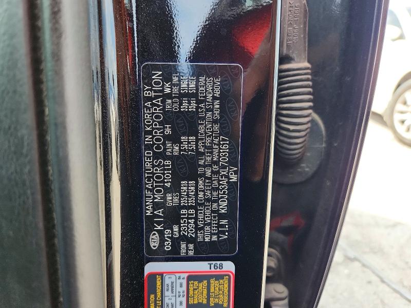 62475126 :رقم المزاد ، KNDJ53AFXL7031617 vin ، 2020 Kia Soul مزاد بيع