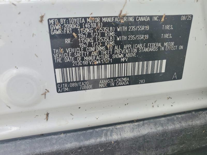63027176 :رقم المزاد ، 2T3C1RFV2SW417071 vin ، 2025 Toyota Rav4 مزاد بيع