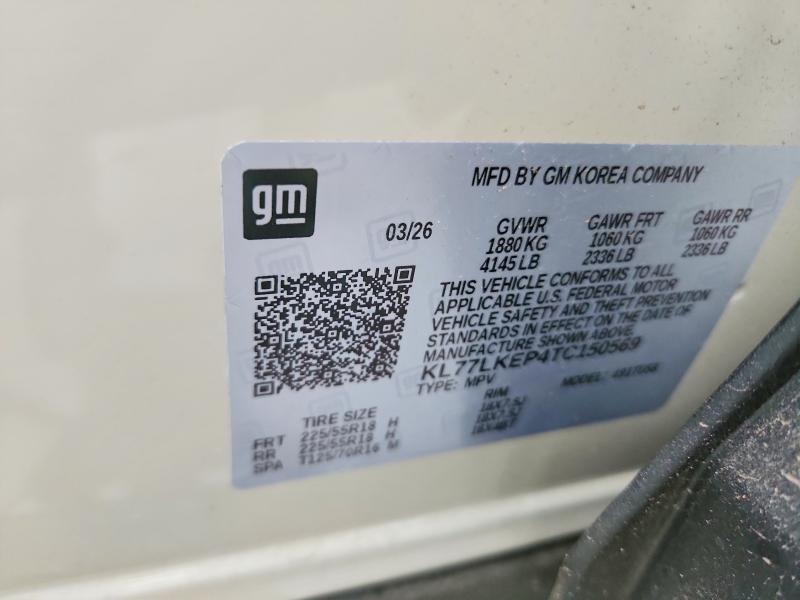 Aukcja sprzedaży 2026 Chevrolet Trax, vin: KL77LKEP4TC150569, numer aukcji: 60052676