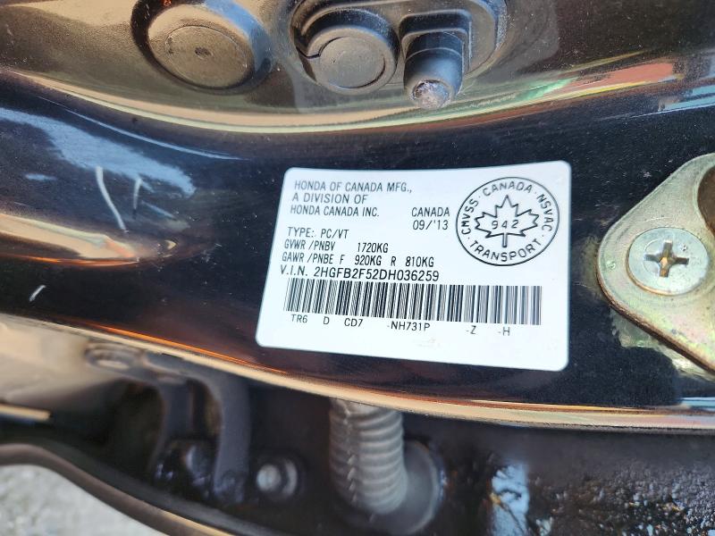 2013 Honda Civic მანქანა იყიდება აუქციონზე, vin: 2HGFB2F52DH036259, აუქციონის ნომერი: 60620856