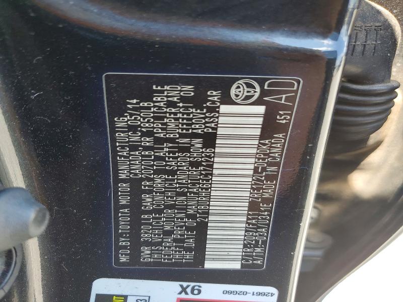 Продажа на аукционе авто 2014 Toyota Corolla, vin: 2T1BURHE6EC171236, номер лота: 63149736