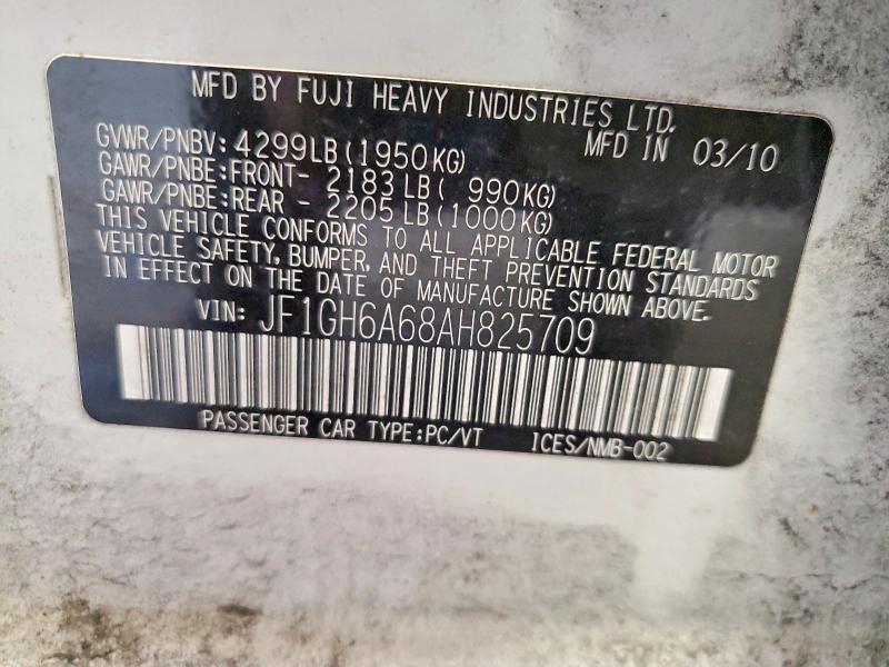Продаж на аукціоні авто 2010 Subaru Impreza, vin: JF1GH6A68AH825709, номер лоту: 62131446