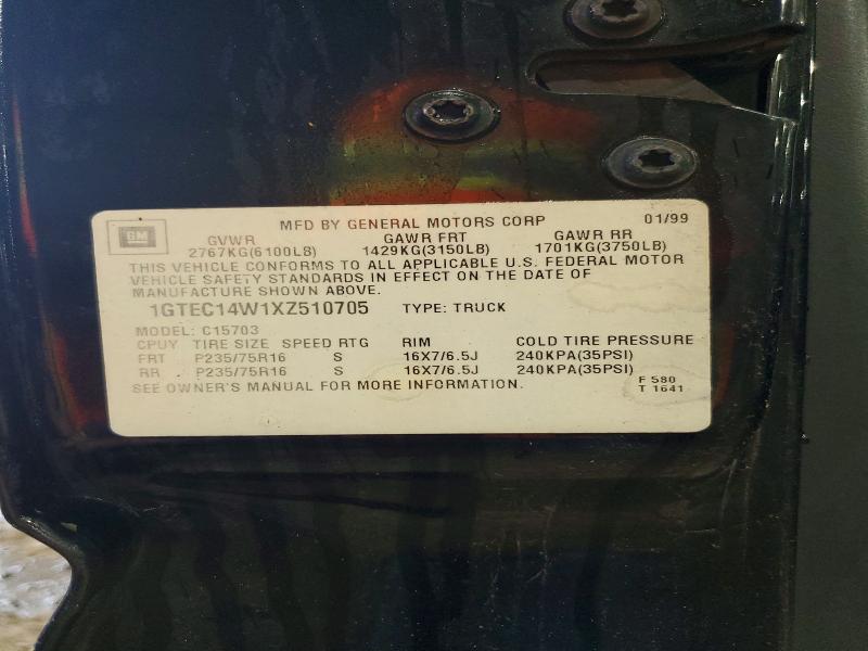 Aukcja sprzedaży 1999 Gmc New Sierra, vin: 1GTEC14W1XZ510705, numer aukcji: 60206136